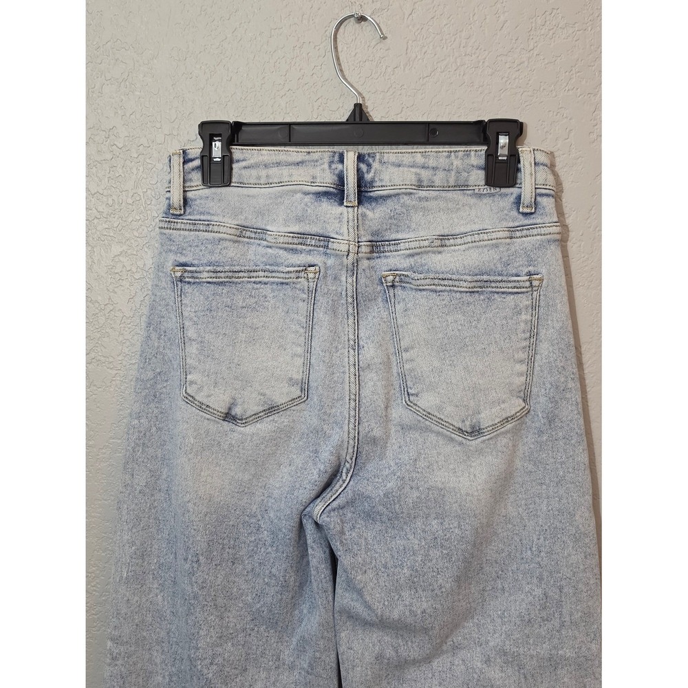 Risen High Rise Frayed Ankle Wide Leg Jeans Light Wash Distressed Womens 9/29 - Picture 8 of 13